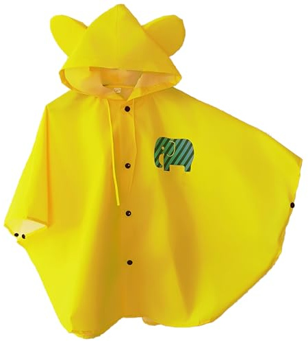 Esshogo 1 pièce Cape de pluie pour enfant, imperméable à l'eau, imperméable pour enfant, imperméable à la pluie pour enfants, jaune unisexe, à capuche poncho