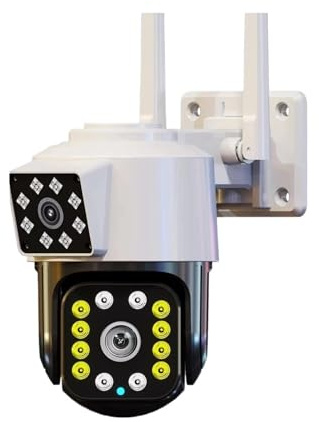 GUYSGNX Telecamere di sicurezza, Telecamera IP HD 5MP Dual Obiettivo IP66 esterno impermeabile Monitoraggio Automatico Audio bidirezionale Colore Visione Notturna PTZ Camera per Uso Esterno(3MP Camera
