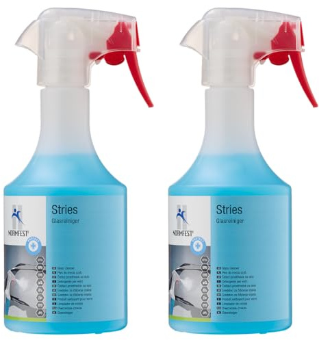 Normfest Stries Protect – silikon- & ammoniakfreier Glasreiniger für streifenfreie Sauberkeit, schonend für Glas, Spiegel, Kunststoff & Polycarbonat, ideal für Fahrzeuge, Haushalt, Caravan 2x 500 ml