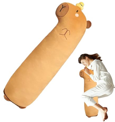 Xinhuju Mewaii Coussin de Corps Long en Peluche Marron Doux et câlin pour et Adultes