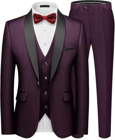 Autsel Traje para Hombre de 3 Piezas Slim Fit Ajustada Elegantes Boda | Negocio, Blazer, Chalecos, Pantalones, Business, Formal, Tuxedo, Dinner Suit, Dress Set, Outerwear