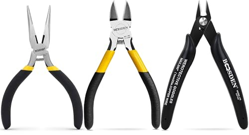 BOOSDEN Mini Set de 3 alicates : cortador lateral 127 mm, Cortador lateral y alicate de punta larga – para manualidades, electrónica, modelismo, bridas, impresión 3D y fabricación de joyas