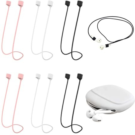 COACOM 6 Cuerdas Antipérdida para Auriculares De Silicona Y 1 Bolsa De Almacenamiento, De 55 Cm De Largo, Antideslizante Y Perdida, Adecuada para Deportes Y Viajes.