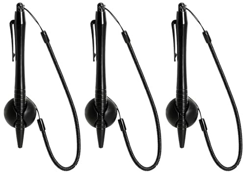 3 PCS lápices para Pantalla táctil resistiva con cordón en Espiral y Base Adhesiva lápiz táctil resistivo para tpv PDA pc industriales Pantalla de Firma Dispositivos médicos no para Smartphone Tablet