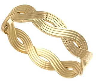 crayfomo Bracelet vague tressé de luxe, bracelet manchette ouvert texturé doré, adapté pour les Rencontres, les Fêtes et les cadeaux