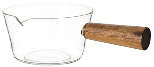 Artibetter 1pezzi Pentola in Vetro Borosilicato Resistente Alte Temperature Bollilatte Trasparente con Manico Ergonomico Adatta per Fornelli Gas e Induzione per Zuppe Latte e Noodles