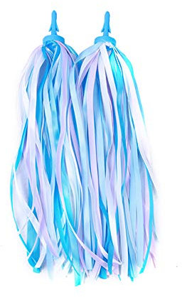 Kid's Rainbow Bike Streamers For Girls Boys, 2 PCS Childrens Baby's Colorful Handlebar Bicycle Grips Tassel Ribbons,Carrier Accessories Easy Attach To Scooter's/tricycle's/bike's Handlebars -Blue