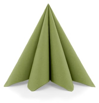 Sovie HORECA Airlaid Lot de 50 serviettes de table en olive, 40 x 40 cm, pliées en 1/4, jetables, aspect tissu, pour restauration, hôtel, restauration et décoration de table élégante