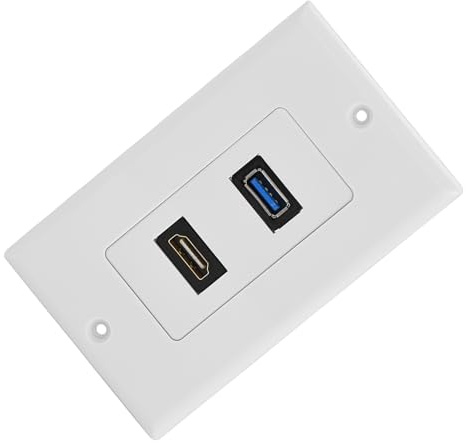 Wendry Prise du Panneau Principal, HDMI USB3.0 Prise de Panneau Mural intégrée Deux en Un, HDMI, Prise Murale USB Version 1.4, Prise multimédia Audio du Panneau Mural multimédia