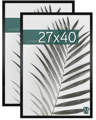 MCS Studio Gallery 27x40 Poster Frame Black Woodgrain, Vertical & Horizontal Wall Hanging Large Picture Frame for Photos, Posters & Art Prints (2-Pack)