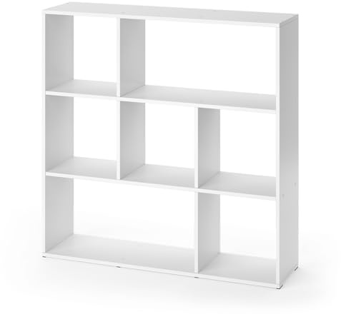 Vicco Raumteiler Nove, Weiß, 107.2 x 107.8 cm | 7 Fächer, zur Aufbewahrung und als Raumtrenner einsetzbar
