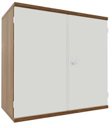 Flügeltürenschrank, 1 Dekor-Einlegeboden, abschließbar, 800x425x768, Weiß/Nussbaum