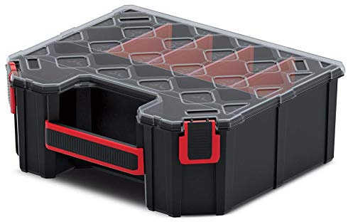 Kistenberg Sortimentsbox Sortimetskiasten mit transparentem Deckel Organiser mit komfortablem Griff Funktionale Trennwände 284 x 243 x 105 mm