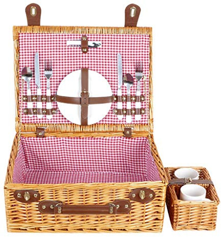 Picknickkorb mit großer Kapazität im Freien Wicker Picknickkorb Rattan Isolationskorb Picknickkorb Rattan tragbare faltbare Aufbewahrungskorb Picknicktasche Picknickkörbe Set Geschenk für Jungen Mädch