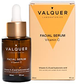 Valquer Serum Facial Antiedad, Hidratante y Protector con Vitamina C, E y Ácido Hialurónico. Antiarrugas con Ingredientes Naturales y Antioxidantes. Vegano y Revitalizante. Todo Tipo de Piel. 30 ml.