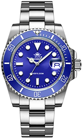 ADDIESDIVE Orologio Analogico al Quarzo, da Uomo 20 Bar, Impermeabile, in Acciaio Inox, Grande Quadrante Luminoso Blu