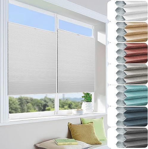 bobodeco Wabenplissee ohne Bohren Verdunkelung Klemmfix Thermo Doppelplissee, Weiß, 60x220cm (BxH) 100% Verdunkelnd & Sicht- & Schallschutz, Wärmeisolierung für Fenster & Tür