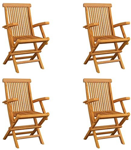 Makastle 4er Set Hochlehner Klappbar Gartenstuhl Klappstuhl Klappsessel Gartenstühle Klappstühle Campingstuhl Balkonstuhl Bistrostuhl für Party, 55 x 60 x 89 cm Braun