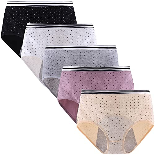 Yintry Culottes menstruelles pour Femmes sous-vêtements en Coton étanches Culottes de Protection Contre Paquet de 5 (Utiliser avec Un Tampon)