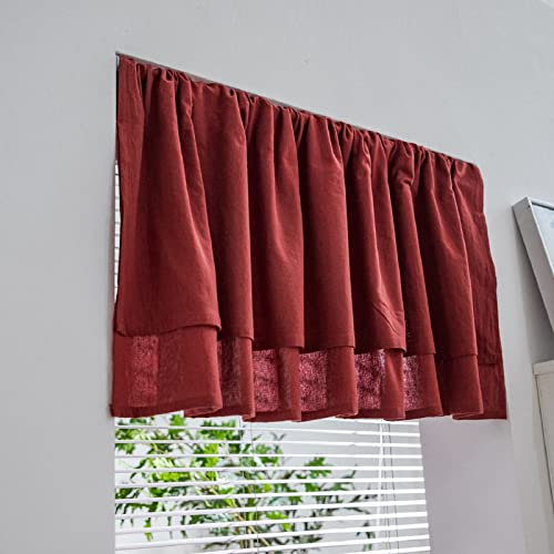 izielad Doppellagige Scheibengardine Küche Vorhang Klein Fenstervorhang Blickdicht Gardine Verdunklung Landhaus Stil Bistrogardine Rot