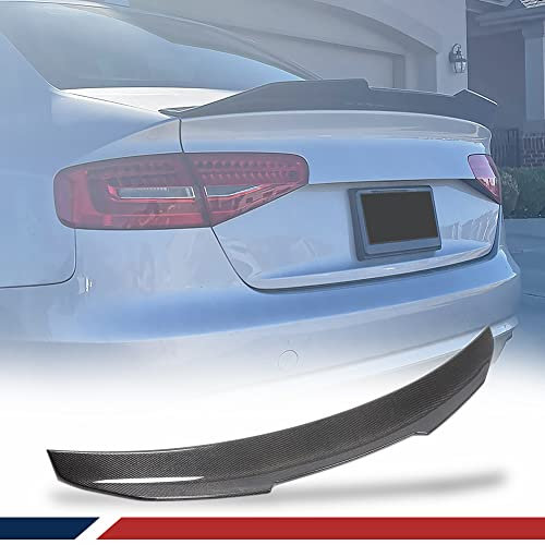 XUETAO Véritable aileron de Coffre en Fibre de Carbone pour Audi A4 B8.5 Base Berline 2013-2016 Trunk Lip Spoiler HighKick Spoiler Arrière Spoiler Kits de carrosserie