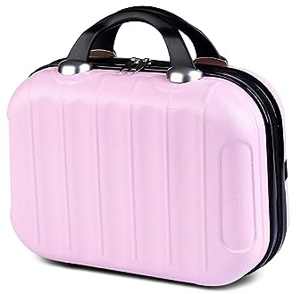 Balakaka Kosmetikkoffer Hartschale Damen,14 Zoll ABS Beauty Case Hartschale mit Handgriff und Reißverschluss, Kosmetiktasche Schminkkoffer Kosmetikkoffer Reisetasche für Reise, Helles Rosa