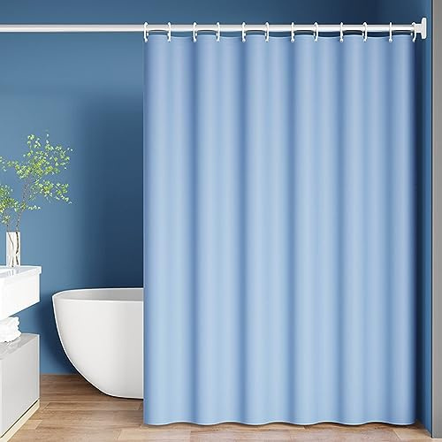 Lieson Duschvorhang Stoff 300x200CM Hellblau, Polyester Anti Schimmel Duschvorhang Für Badewanne mit ÖSEN Einfarbig Badezimmer Badewanne Vorhang mit Haken