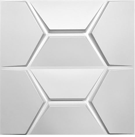 Eurodeco 12PCS/3 m² 3D Paneele PVC Kunststoffpaneele Wandpaneele Gaming Zimmer Wand Decke 3D Optik Hexagon (12) PVC 3D Platten, D154 Weiß