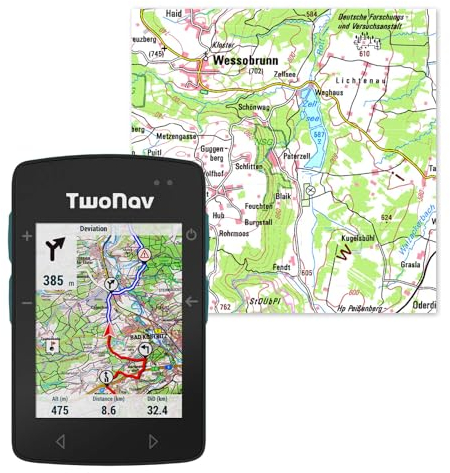 TwoNav ROC (32 GB) + Karte Full Deutchland BKG Topo 1:25000, Outdoor GPS mit 2,7-Zoll-Bildschirm für MTB, Fahrrad, Gravel oder Bikepacking oder Navigation