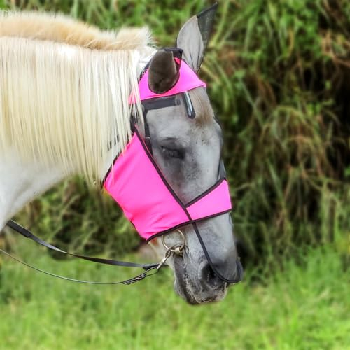 Kickred Fliegenmaske für Pferde, feine Fliegenmaske für Pferde mit Ohrgummi und UV-Schutz, Fliegenmaskenabdeckung, Langnasen-Fliegenmaskes für Pferdes, Rose L