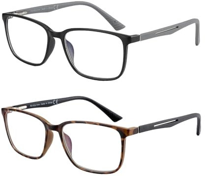 ZENOTTIC Gafas de Lectura para Hombre - Filtro de Luz Azul Presbicia Montura Quadrada - Bisagras de Resorte Anti-Reflejantes para Computadora Negro y Tortuga 1.5 x
