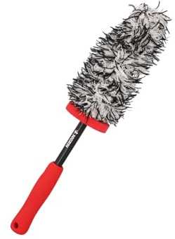 NIGRIN Mikrofaser-Felgenbürste, kratzfreie, schonende, effektive Felgenreinigung, auch für schwerzugängliche Stellen, inkl. Wechselbezug, Mehrfarbig, 1 Stück