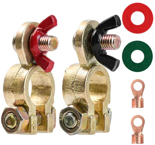 Set di 2 morsetti per batteria, morsetti per batteria, connettori rapidi per auto, M8 + morsetti a poli + morsetti per auto