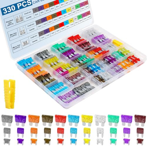 330PCS Car Fuses Assortment Kit, Upgraded Blade Fuses Automotive - Standard & Mini & Low Profile Mini Fuse (2A/3A/5A/7.5A/10A/15A/20A/25A/30A/35A/40A), cooclensportey Mixed Auto Fuse for Car, RV, Boat