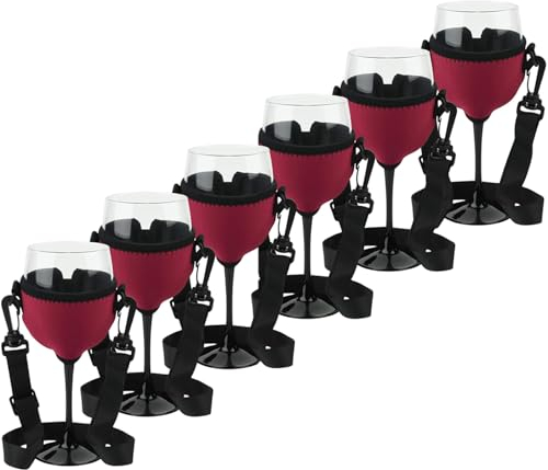 nuluxi 6 Stück Weinglashalter zum Umhängen,Weinglas Halterung zum Umhängen,Tragbare Weinglashalter Becherhalter Festival Wine Glass Holder für Picknick, Party, Geburtstag, Hochzeit (Rotwein)