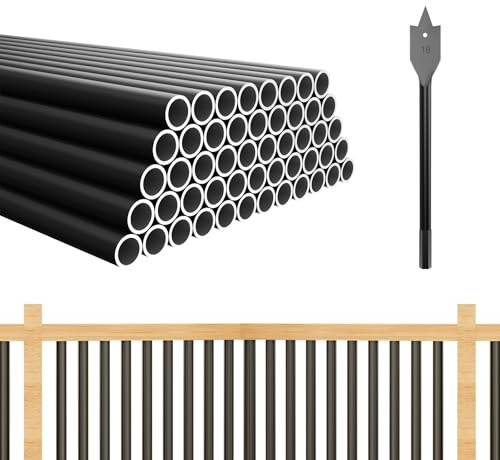 Kinchoix 50 Pack 36 Aluminum Deck Balusters Round Black Deck Railing Stair Porch Staircase Spindles 3/4 Diameter Balusters Outdoor