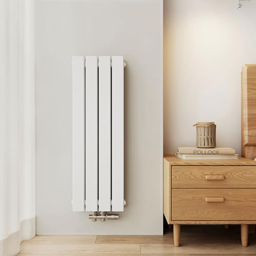 EMKE Design Heizkörper Klein, 900x304 mm Vertikal Flachheizkörper mit Mittelanschluss, Doppellagig Weiß Paneelheizkörper Wandheizkörper für Bad, Flur& Wohnzimmer, 559W