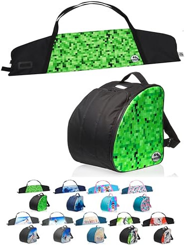 BAMBINIWELT Kinder Ski Set - Skischuhtasche, Standfläche & Skitasche - Ski, Stöcke & Handschuhe - Rucksack Boots, Helm & Skibrille - Cordura, wasserfest, Farbe: Set Modell 01, Größe: 145cm