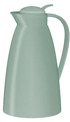 alfi Eco 1,0 l, vert menthe, pichet isotherme avec insert en verre trempé hygiénique en plastique, bouchon à vis avec bouton poussoir confortable, versement d'une seule main, idéal comme cafetière,