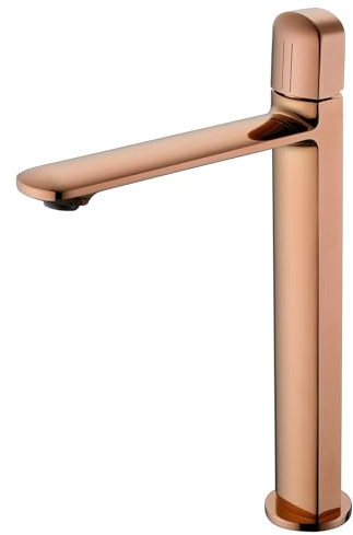 Robinet Salle Bain Or Rose, Robinet Vasque à Poser, Mitigeur Lavabo Haut, Eau Chaude Et Froide RéGlable, Mousseur RemplaçAble, Laiton