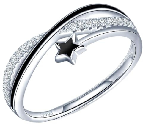 VELVORA Anello Aperto da Donna in Argento 925 Stella con Zirconia Regolabile Adatta Per L'indossaggio Quotidiano e Regali