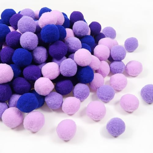 TOAOB 160 Piezas Pompones Manualidades Esponjosos Serie Lila 25 mm Bolas de Alta Elasticidad para Decoraciones Bricolaje Suministros de Costura Creativos Guirnaldas y Flecos Proyectos Artesanías