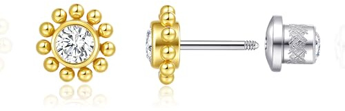 Limerencia Pendientes de titanio hipoalergénicos de 20 g con parte trasera plana, aretes de tuerca con circonita cúbica para mujer con rosca para cartílago, 20G, Titanio, Sin piedra preciosa