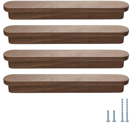 Evionlin Lot de 6 poignées en noyer élargies de 19,8 cm pour porte d'armoire en bois, porte de placard, tiroir (centre à centre : 16 cm)