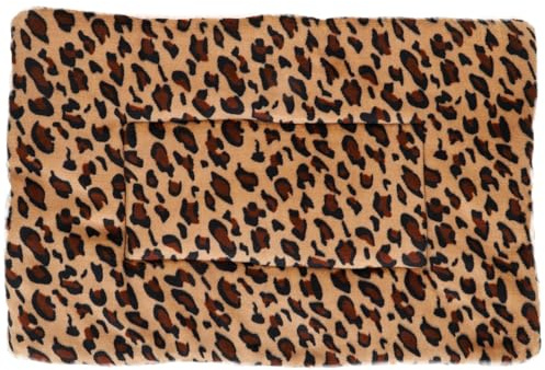 BAZEITFLOW Waschbare Warme Haustierunterlage Für Kleine Hunde Und Katzen 19.69X13.39X1.57 Zoll rutschfeste Bodenmatte Mit Leopardenmuster Isolierende Warme Decke Für Wohnzimmer Und Transportbox