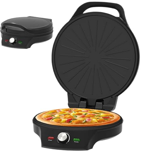 2000W Electric Pizza Oven, 32CM Countertop Pizza Oven with Double-sided Heating/Non-stick Coating/Dual LED Light，Portable Pizza Maker Indoor for Home Restaurant