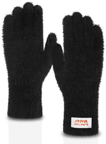 Long Keeper PlüSch Flauschige Vollfingerhandschuhe Damen Warm Erweiterte Touchscreen Handschuhe Gestrickte Dehnbare Handschuhe FüR Outdoor Reisen