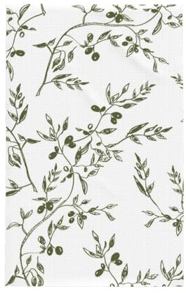 GrAtka Comida y Bebida Dibujada a Mano con Rama de Olivo,Paños de Cocina absorbentes con diseño de gofre, 41 x 66 cm