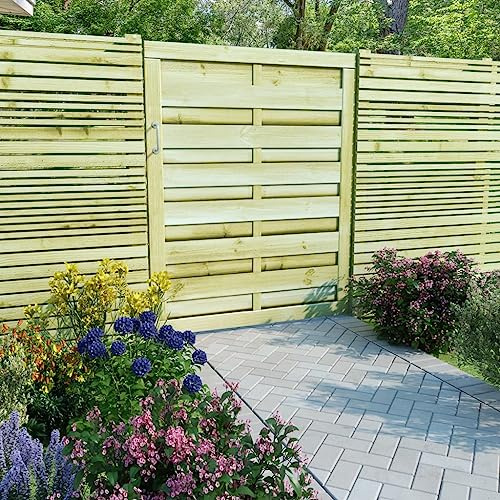 Portail de Jardin, Portillon en Pin Imprégné Vert 100x125 cm, Robust et Résistant aux Intempéries, Design Fonctionnel, pour Clôture de Jardin et Terrasse, Facile à Installer