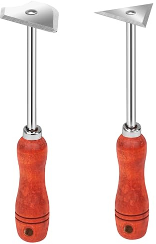 Coolrunner 2Pack Multi-Surface Paint Shave Hooks with Wooden Handle | Combination Triangular & Multi-Angle, Paint Remover Tool Set, For Walls, Floors, Windows